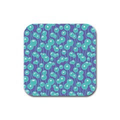 Blue Dandelions  Cute Plants Rubber Square Coaster (4 Pack)  by SychEva