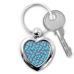 Blue Dandelions  Cute Plants Key Chain (heart) by SychEva