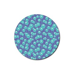 Blue Dandelions  Cute Plants Rubber Round Coaster (4 Pack)  by SychEva