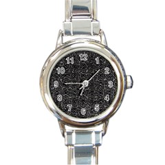 Dark Grunge Geometric Print Pattern Round Italian Charm Watch