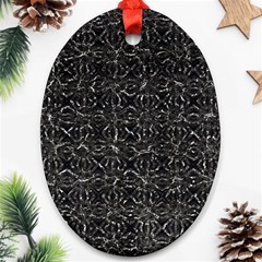 Dark Grunge Geometric Print Pattern Ornament (Oval)