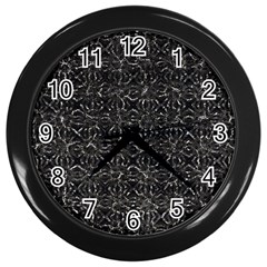 Dark Grunge Geometric Print Pattern Wall Clock (Black)