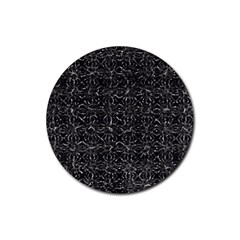 Dark Grunge Geometric Print Pattern Rubber Coaster (round)  by dflcprintsclothing