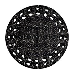 Dark Grunge Geometric Print Pattern Ornament (Round Filigree)