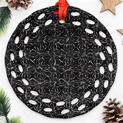 Dark Grunge Geometric Print Pattern Round Filigree Ornament (Two Sides)