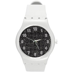 Dark Grunge Geometric Print Pattern Round Plastic Sport Watch (m) by dflcprintsclothing