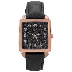 Dark Grunge Geometric Print Pattern Rose Gold Leather Watch 