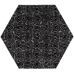 Dark Grunge Geometric Print Pattern Wooden Puzzle Hexagon by dflcprintsclothing