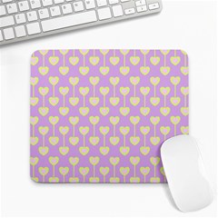 Yellow Hearts On A Light Purple Background Large Mousepads by SychEva