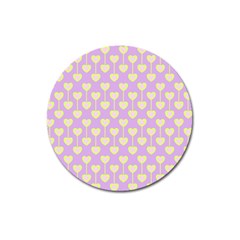 Yellow Hearts On A Light Purple Background Magnet 3  (round) by SychEva