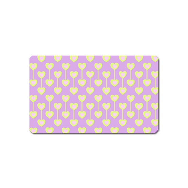 Yellow Hearts On A Light Purple Background Magnet (Name Card)