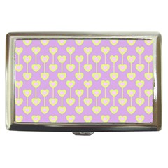 Yellow Hearts On A Light Purple Background Cigarette Money Case by SychEva