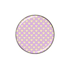 Yellow Hearts On A Light Purple Background Hat Clip Ball Marker (4 Pack) by SychEva