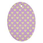 Yellow Hearts On A Light Purple Background Oval Ornament (Two Sides) Back