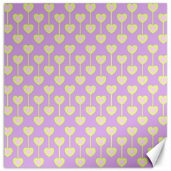 Yellow Hearts On A Light Purple Background Canvas 12  X 12  by SychEva