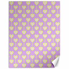 Yellow Hearts On A Light Purple Background Canvas 12  X 16  by SychEva