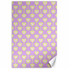 Yellow Hearts On A Light Purple Background Canvas 20  X 30  by SychEva