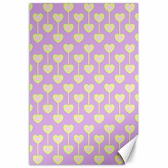 Yellow Hearts On A Light Purple Background Canvas 24  X 36  by SychEva