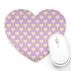 Yellow Hearts On A Light Purple Background Heart Mousepads by SychEva