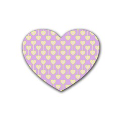 Yellow Hearts On A Light Purple Background Rubber Coaster (heart)  by SychEva