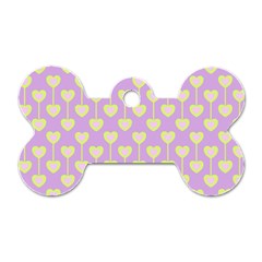 Yellow Hearts On A Light Purple Background Dog Tag Bone (two Sides) by SychEva