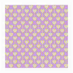 Yellow Hearts On A Light Purple Background Medium Glasses Cloth by SychEva