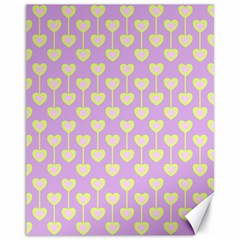 Yellow Hearts On A Light Purple Background Canvas 11  X 14  by SychEva