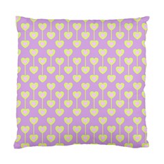 Yellow Hearts On A Light Purple Background Standard Cushion Case (one Side) by SychEva