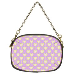 Yellow Hearts On A Light Purple Background Chain Purse (two Sides) by SychEva