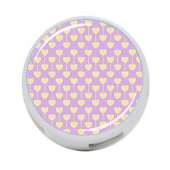 Yellow Hearts On A Light Purple Background 4-port Usb Hub (one Side) by SychEva