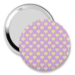 Yellow Hearts On A Light Purple Background 3  Handbag Mirrors by SychEva