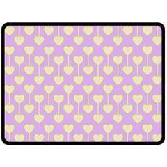 Yellow Hearts On A Light Purple Background Double Sided Fleece Blanket (large)  by SychEva