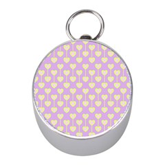 Yellow Hearts On A Light Purple Background Mini Silver Compasses by SychEva