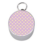 Yellow Hearts On A Light Purple Background Mini Silver Compasses Front