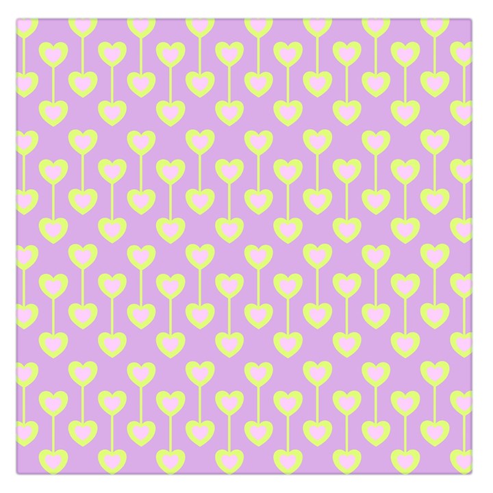 Yellow Hearts On A Light Purple Background Large Satin Scarf (Square)