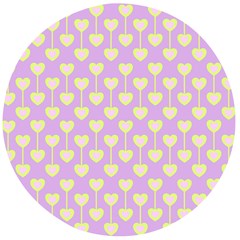 Yellow Hearts On A Light Purple Background Wooden Bottle Opener (round) by SychEva