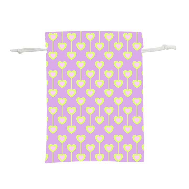 Yellow Hearts On A Light Purple Background Lightweight Drawstring Pouch (S)