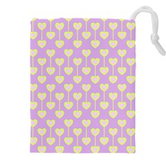 Yellow Hearts On A Light Purple Background Drawstring Pouch (4xl) by SychEva