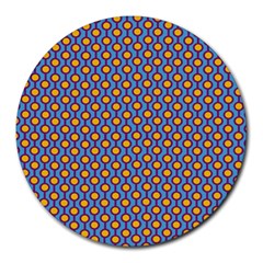 Yellow Circles On A Purple Background Round Mousepads by SychEva