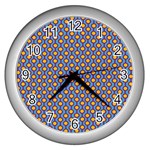 Yellow Circles On A Purple Background Wall Clock (Silver) Front