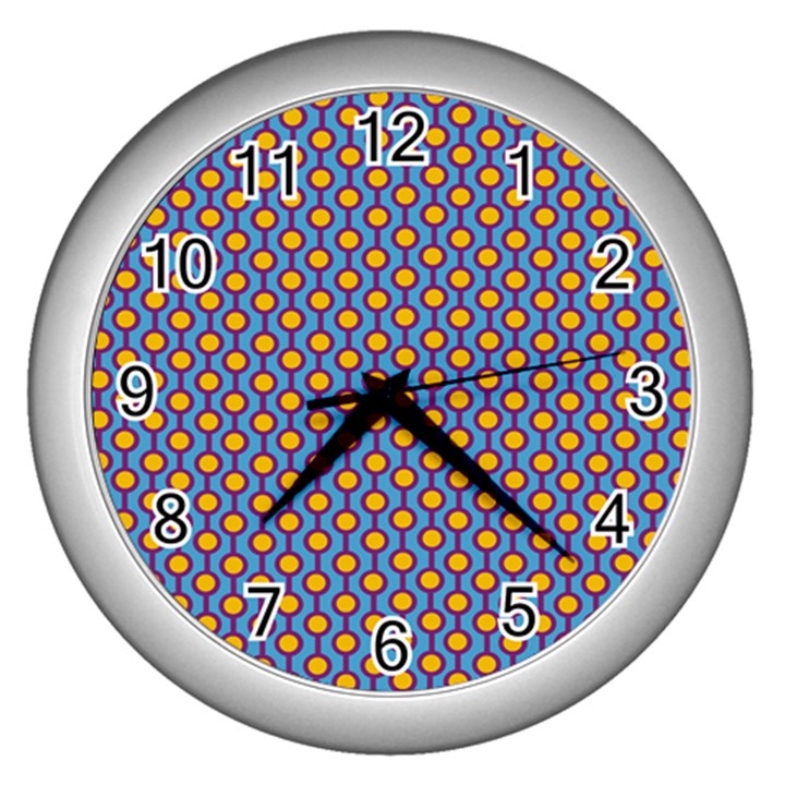 Yellow Circles On A Purple Background Wall Clock (Silver)