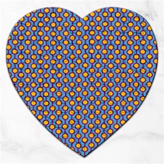 Yellow Circles On A Purple Background Jigsaw Puzzle (heart) by SychEva