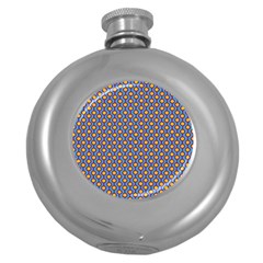 Yellow Circles On A Purple Background Round Hip Flask (5 Oz) by SychEva