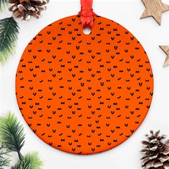 Halloween, Black Bats Pattern On Orange Ornament (round) by Casemiro