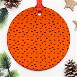 Halloween, Black bats pattern on orange Ornament (Round) Front