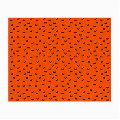 Halloween, Black Bats Pattern On Orange Small Glasses Cloth by Casemiro