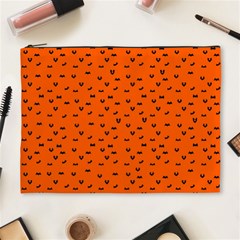 Halloween, Black Bats Pattern On Orange Cosmetic Bag (xl) by Casemiro