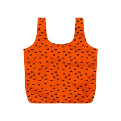 Halloween, Black Bats Pattern On Orange Full Print Recycle Bag (s) by Casemiro