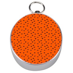 Halloween, Black Bats Pattern On Orange Silver Compasses by Casemiro