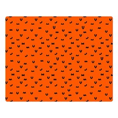 Halloween, Black Bats Pattern On Orange Double Sided Flano Blanket (large)  by Casemiro